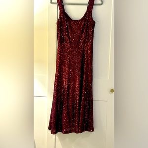 Cocktail burgundy cocktail sequined dress stretch fabric